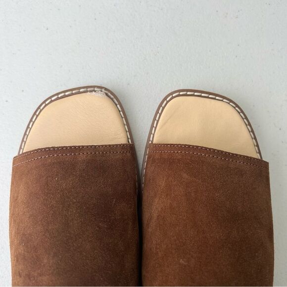 Avellini Sandal Women Sz 7.5 Made in Italy 🇮🇹 Brown Suede Gold Buckle - Picture 13 of 16